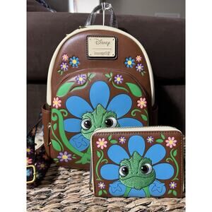 Loungefly Disney Tangled Pascal Flower Mini Backpack Wallet Set